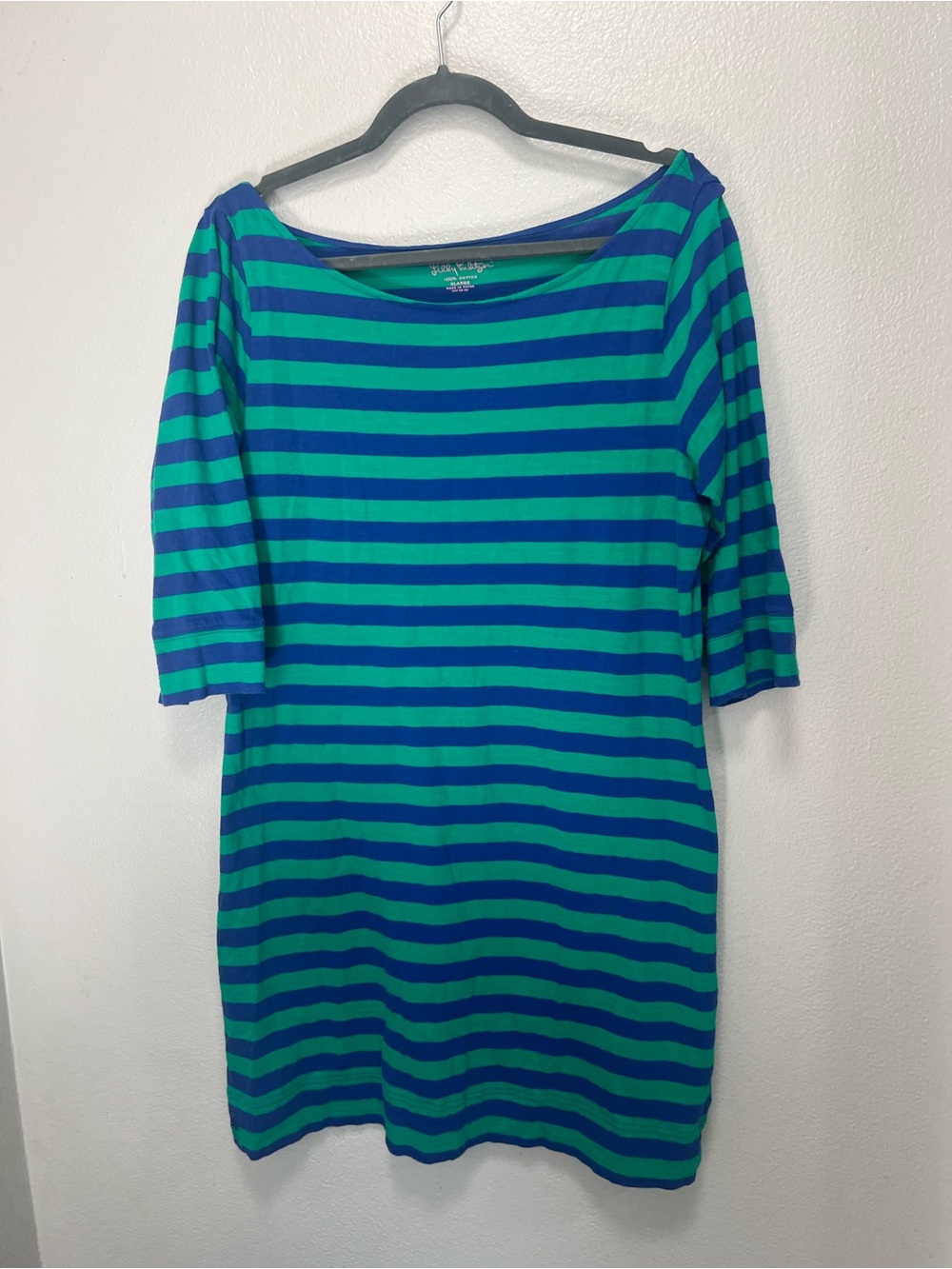 Lilly Pulitzer Blue and Green Striped Boatneck Dress size XL